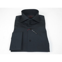 Men Shirt AXXESS Turkey Egyptian Cotton High Collar French Cuffs 224-05 Black image 6