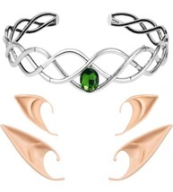 Elf Elven Fairy Pixie Soft Ears and Headpiece Circlet Crown Cosplay Set LOTR - £14.71 GBP