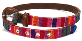 Fossil Women's Rainbow Leather Brown Western Native Bohemian Buckle Belt... - $15.00