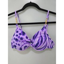 Vintage Tara Grinna Purple Print Bikini Top Sz 36 Gold Chain Detail, Mad... - $519.14 MXN