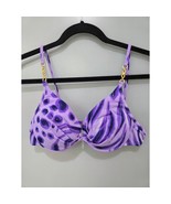 Vintage Tara Grinna Purple Print Bikini Top Sz 36 Gold Chain Detail, Mad... - $522.87 MXN