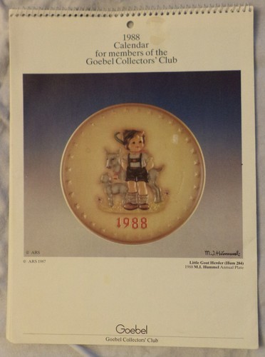 Goebel Collectors Club Calendar Plates 1988 - $7.15