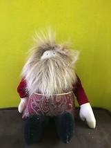 Vintage Stuffed Music Box Jingle Bels Santa Ledge Sitter Doll Weighted Burgundy - £19.33 GBP