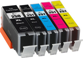 5 Pk Pgi-250Xl Cli-251Xl Ink Tanks + Led Chip For Canon Mx920 Mg5422 Mg5520 - £14.13 GBP
