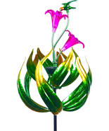 Solar Hummingbird Tulips 69 Inch Wind Catcher for Yard Kinetic Wind Spin... - £69.09 GBP