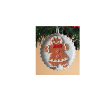 CLAY DOUGH HOLIDAY GINGERBREAD GIRL ON METAL COOKIE TRAY CHRISTMAS ORNAMENT - £6.95 GBP