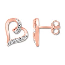 0.15Ct Round Simulated Diamond 14k Rose Gold Plated Promise Heart Stud Earrings - £29.24 GBP