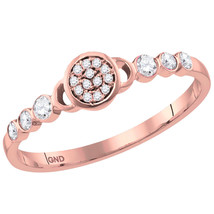 14kt Rose Gold Womens Round Diamond Cluster Stackable Band Ring 1/6 Cttw - £240.47 GBP