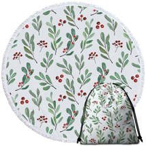 Modest Green Leaves and Berries Round Beach Towel - $14.90+