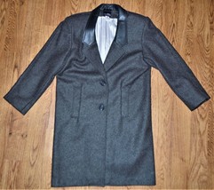 Hunters Run Size 11 Womens Gray 100% Wool Long Coat/Jacket Leather Colla... - $49.99