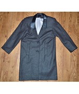 Hunters Run Size 11 Womens Gray 100% Wool Long Coat/Jacket Leather Colla... - £39.08 GBP