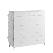10 Drawer Dresser Fabric Storage Drawers Fabric Bins &amp; Steel Frame White - $2,623.54 MXN