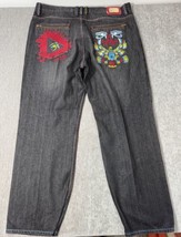 Coogi Jeans Mens 44x35 34 Black Y2K Phoenix Embroidered Baggy Streetwear... - $49.49