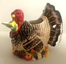 Thanksgiving Heritage Harvest Creamer Or Gravy Boat Tom Turkey Ceramic Holiday - $41.13