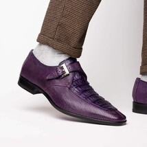 Men's Shoes genuine crocodile and lizard dress monk strap Toluca Purple image 10