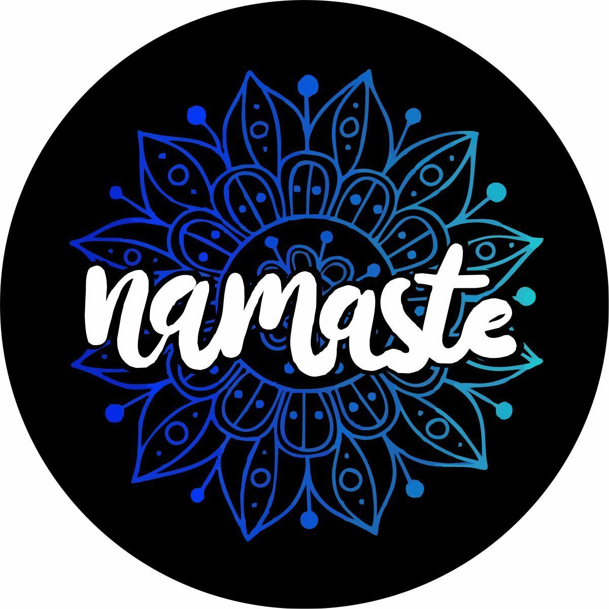 Namaste Yoga Mandala (blue) Spare Tire Cover ANY Size, ANY Vehicle, Camp... - $113.80