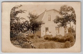 RPPC Two Woman posing in the Garden of thier Home Gambrel Roof Postcard C21 - £6.69 GBP