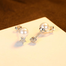 Ear Studs Pearl Ear Studs South Korea Cold Wind Five-Pointed Star Micro Inlaid Z - £12.78 GBP