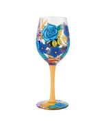 Lolita Wine Glass Blue Florals 15 oz 9&quot; High Gift Boxed Collectible #600... - £31.28 GBP