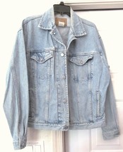 GAP DENIM DISTRESSED JEAN JACKET 100% COTTON Denim Light Wash USA Size M - £30.61 GBP