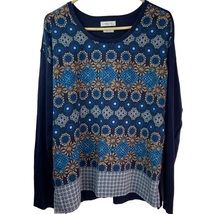 Van Heusen Womens Shirt Size L Mixed Media Sweater Geometric Long Sleeve... - $17.25