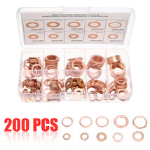 200pcs Solid Copper Washer M5-M14 Full Gasket Seal Flat Ring Fuel Hydraulic - £21.70 GBP