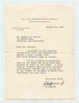 1943 The First National Bank of Boston Client 25th Anniversary Letter  - $17.82
