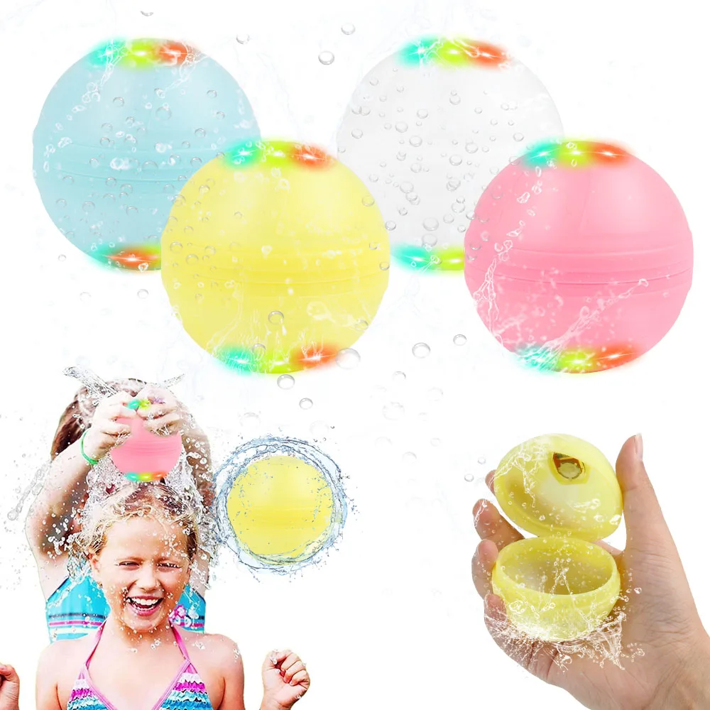 4Pcs Reusable Water Balloons, Refillable Water Balloons Quick Fill Self Seali - £34.87 GBP