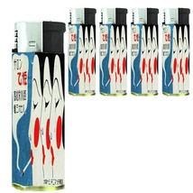 Vintage Illustration Novelty Lighters Set of 5 Electronic Refillable Butane - $15.79
