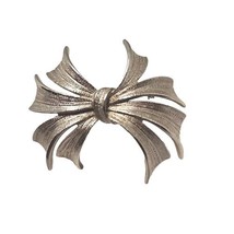 Bow Brooch Pin Vintage Silver Tone Classic Ribbon Bold Modern Design 2&quot; ... - $18.81