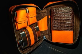 Brizard and Co Brown Caiman and Orange Leather Traveler - £1,217.68 GBP