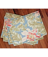 4 April Cornell Fabric Placemats Embroidery Pastel Blue Green Rose Floral - £27.94 GBP