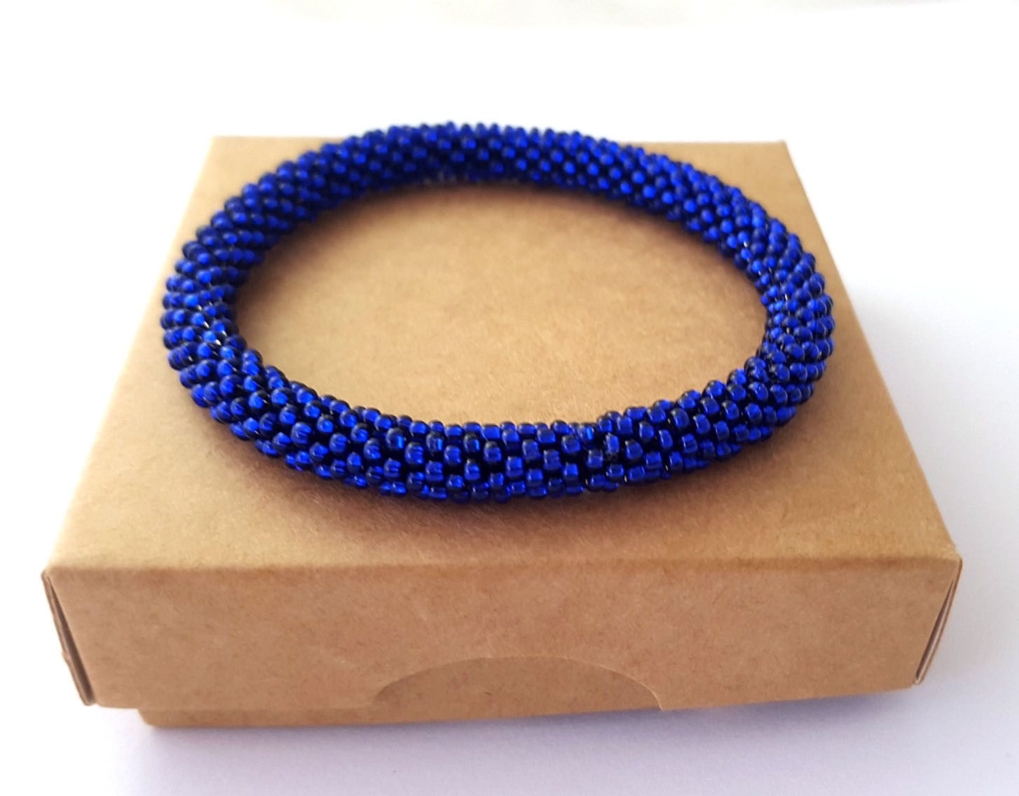 Nepal beaded rope bracelet roll it bangle royal blue wristband, gifts for dad - $8.00
