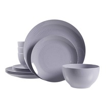Embossed Grey Dinnerware Set 12 Piece Service for 4 - $75.55