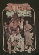 Star Wars men L shirt short sleeve &quot;70&#39;s style print&quot; dark gray - $9.89