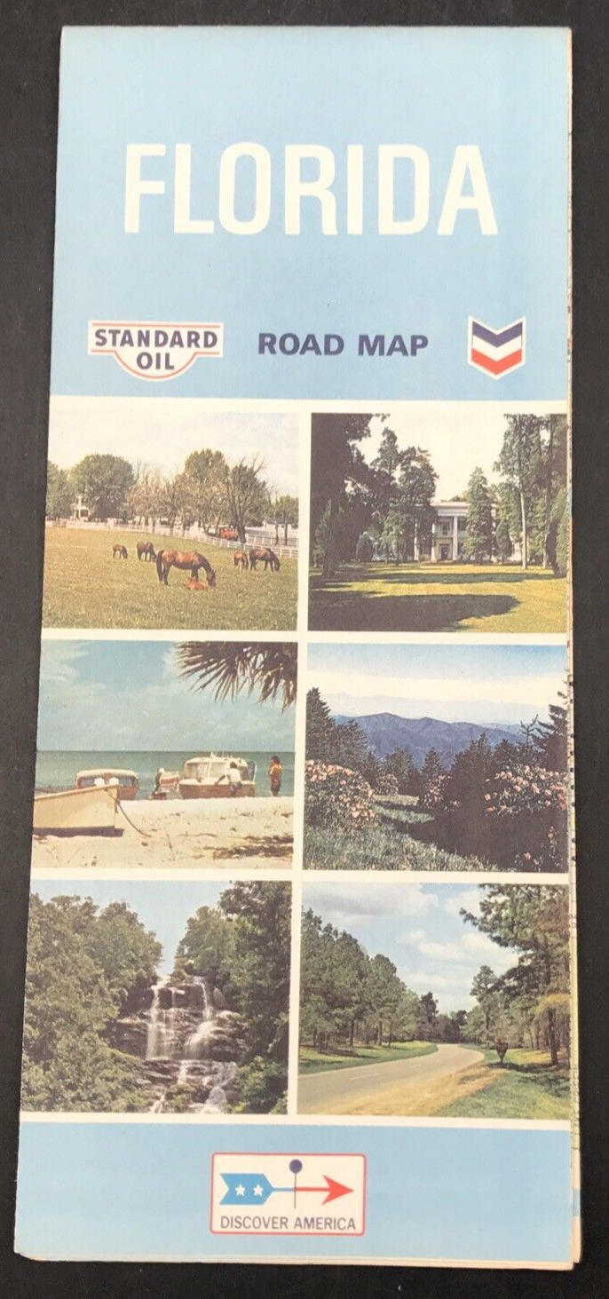 1970 Florida Chevron Standard Oil Company Street Road Map -- HM Gousha Company - $9.49