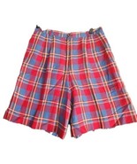 Vtg TALBOTS 12 Linen Blend Trouser Bermuda Shorts Turquoise Plaid Countr... - $347.82 MXN