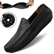 men&#39;s shoes leather cowhide casual shoes men&#39;s peas shoes Italian black ... - $47.83