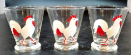 Vintage 3 Piece Hand Painted Cocktail Set Red Rooster Glass Set - £23.35 GBP