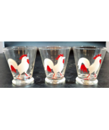 Vintage 3 Piece Hand Painted Cocktail Set Red Rooster Glass Set - £23.45 GBP