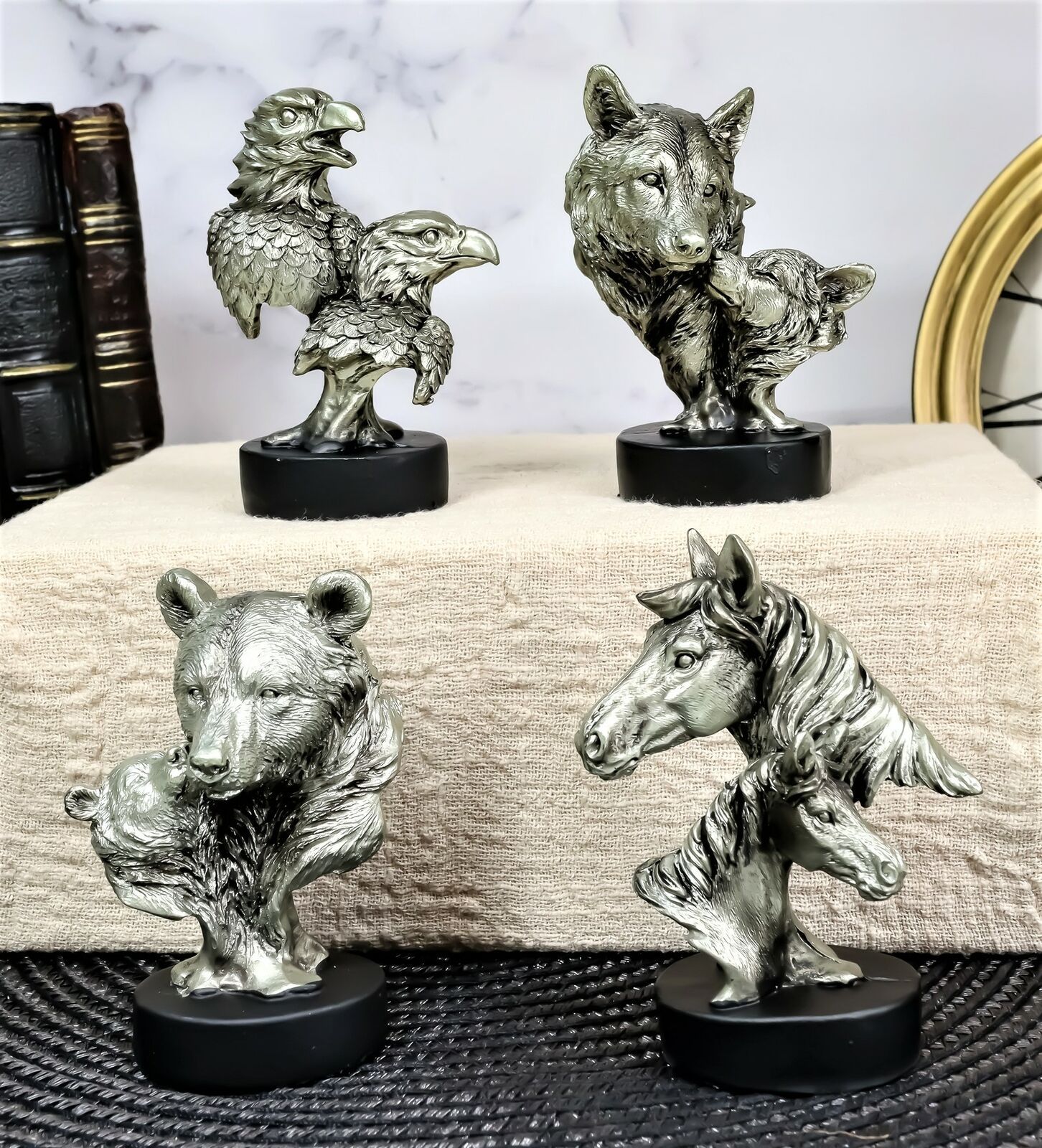 Ebros Wolf Pup Eagle Eaglet Black Bear Cub Horse Foal Busts Mini Figurines - $21.99