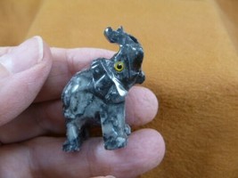 (Y-ELE-34) gray ELEPHANT carving SOAPSTONE stone figurine trunk lucky el... - $8.59