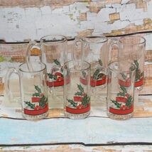 Libbey Christmas Holly and Berries Stein Glasses Mugs 12.5oz Lot of 6 - $37.25 CAD