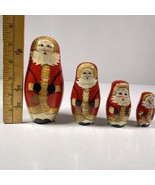Santa Clause Nesting Dolls Hand Crafted Wood 4 Piece Santas - £11.65 GBP