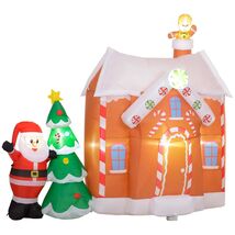 7FT Christmas Inflatable Gingerbread House Santa Tree LED Lights Outdoor - $116.99