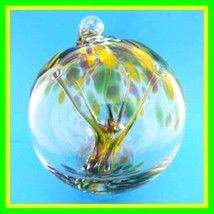 Hanging Glass Ball 4&quot; Diameter Purple, Yellow &amp; Green Tree Witch Ball (1) WB29 - £15.16 GBP