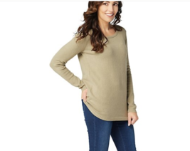 Du Jour Long Sleeve Sweater Tunic with Knot Back Detail Light Olive Small - £12.63 GBP