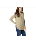 Du Jour Long Sleeve Sweater Tunic with Knot Back Detail Light Olive Small - $305.44 MXN