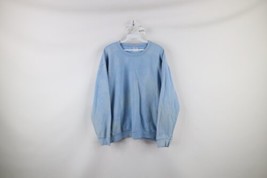 Vintage Streetwear Womens Size 2XL XXL Acid Wash Blank Crewneck Sweatshirt Blue - £29.57 GBP