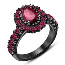 14K Black Gold Over 1.60 Carat Oval Cut Pink Sapphire Ladies Engagement Ring - £66.36 GBP